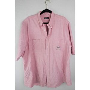 VINTAGE Nautica Button Up Shirt Mens Large Pink Green Yacht Club Sailing 90s